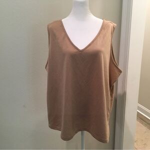 NYDJ Tan Tank Top Size 0X/1X Staple Capsule Layering V Neck Minimalist  NWT